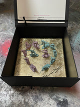 Giftbox "Friendly Fire" gold leaf / pink / blue